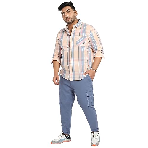 Image of Instafab Plus Men's Shirt for Casual Wear | Spread Collar | Short Sleeve | Button Closure | Plus-Size Fit | Cotton Shirt Crafted with Comfort Fit for Everyday Wear