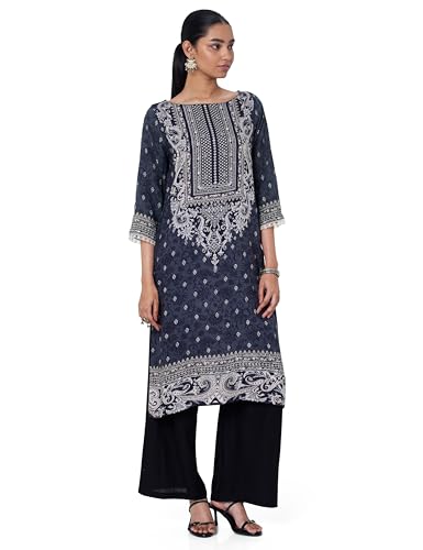Image of BIBA Women Rayon Straight Fit Kurta