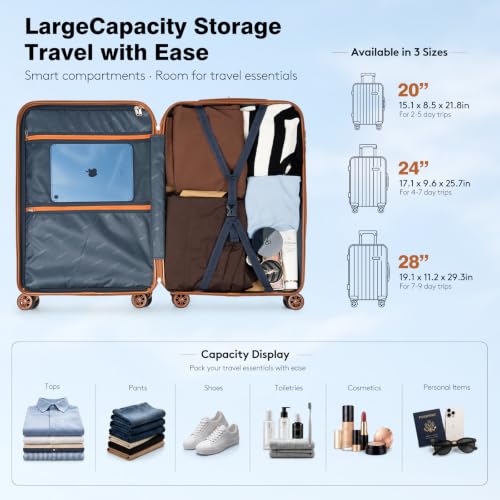 Luggage Sets 5 Pcs, Hardshell Lightweight Durable Suitcase With TSA-Lock by Cosbarn - Used condition - Image 9