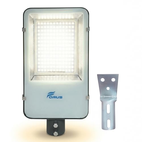 Image of Forus 100W LED Street Light with Clamp, IP66 Waterproof Outdoor LED Street Light, High Lumen 12000lm Natural White, Aluminium Body for Road, Parking Lot, Garden & Industrial Outdoor Lighting (1 Pc)