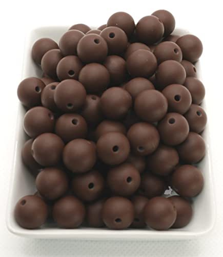 Brown Silicone Beads for Keychain, Necklace, Bracelet Making - Jewelry Making Kit (12mm, 100pc, Brown)
