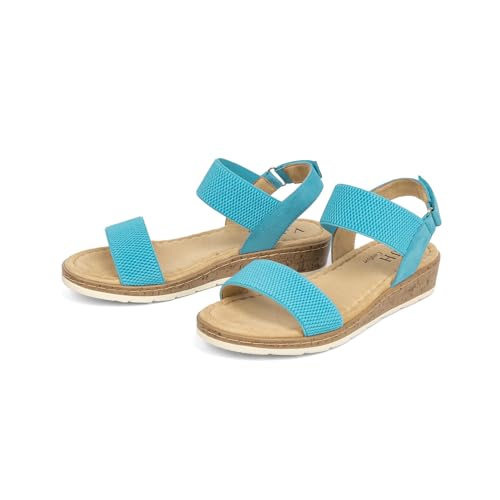 Image of VJH confort Women's Flat Sandals Open Toe Elastic Ankle Strap Slip on Comfy Low Wedge Sandals
