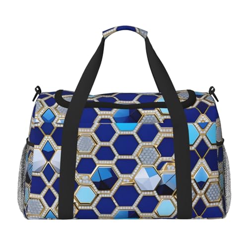 Sac de sport pour le fitness et le voyage avec motifs géométriques bleus