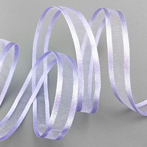 finemark 50 m x 10 mm Chiffon Ribbon with Satin Edge Lilac (82) Chiffon Decorative Ribbon Gift Ribbon Semi-Transparent Shiny Wireless Organza