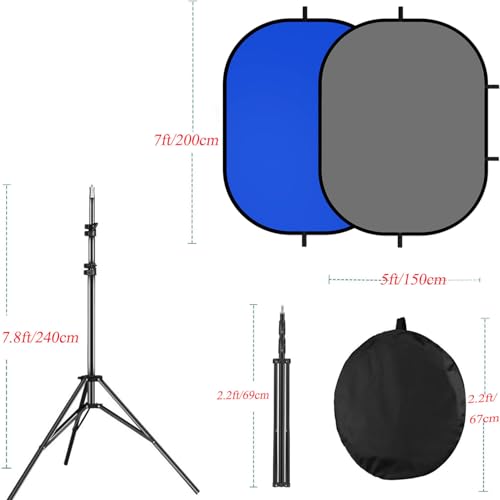 Soporte para fondo reversible azul y gris 5x7ft con trípode 7.8ft miniatura 6
