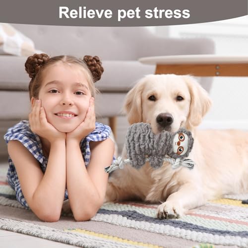 Luxvara Hundespielzeugs, Hundespielzeug Quietschend, Robustes Faultier-Hundespielzeug, Welpenspielzeug, Hunde Kuscheltier, Quietschendes Plüsch-Kauspielzeug für Mittelgroße Große Hunde, Grau