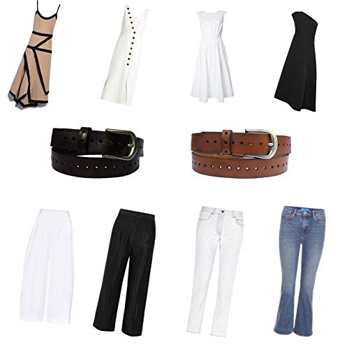 Women Fashion Belt for Pant, Waist Belt, vintage leather, multi holes Tan/DB/BLK4