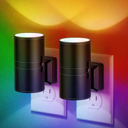 Image of JandCase Color Night Light, LED Night Lights Plug into Wall, Color Changing Nightlight RGB with Light Sensor,Kids Gifts, Halloween, Christmas, Holiday, Hallway Bedroom Kids Room, 2 Pack
