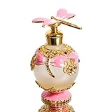 Waltz&F Pink Dragonfly Vintage Refillable Perfume Bottle Empty Frosted Glass Essential Oil Bottle...
