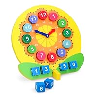Taylor & Brown Teaching Clock | Wooden Early Learning Education Clock | Moveable Hands | Learning & Creativity | Teaching Numbers | Kids Wooden Toys Clock Playset