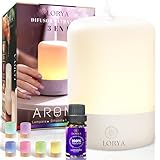 | LORYA® Super Pack 3x1 difusor aceites Esenciales + Aceite Esencial Lavanda 10ml + 7 Luces Led Premium I Humidificador aceites Esenciales Ultrasónico I Ambientador y Difusor De Aromas Silencioso |