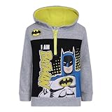 Warner Bros. Batman Boy Half Zip Up Hoodie for Toddlers and Little Kids – Grey/Black