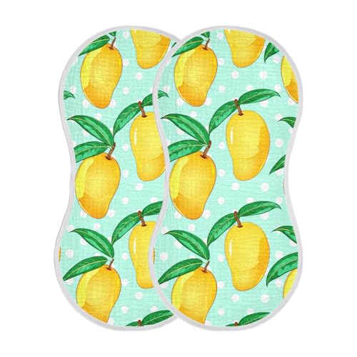 Mango Leaves Polka Aqua Baby Burp Cloths Cotton Washcloths Absorbent Soft Burping Rags for Baby Boy Girls Burpy Cloth Bib 4 Pack2