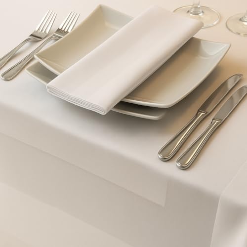Image of Ivory Satin Band Napkins, 100% Cotton Dinner Napkins - Ideal for Grand Events & Regular Home Use, Soft, Durable Hotel Quality Napkin - 'Royal Collection' (22 inch X 22 inch) Inch (Ivory, 4 Pack)