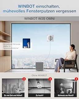 ECOVACS WINBOT W2S Omni Fensterputzroboter mit Multifunktionsstation, intelligenter Bis-an-den-Rand-Reinigung mit TruEdge™, Aufladen während des Betriebs, DREI Wasserdüsen, 12-stufigem Schutz