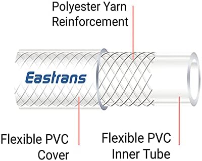 1" ID x 25 Ft High Pressure Braided Clear PVC Vinyl Tubing Flexible Vinyl Tube, Heavy Duty Reinforced Vinyl Hose Tubing, BPA Free and Non Toxic