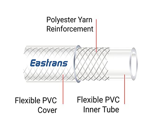 1/4" Id X 25 Ft High Pressure Braided Clear Pvc Vinyl Tubing Flexible Vinyl Tube, Heavy Duty Reinforced Vinyl Hose Tubing, Bpa Free And Non Toxic #TOP2
