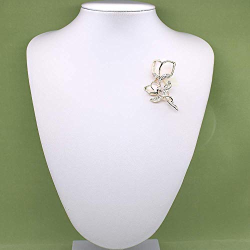 Image of Created Crystal Brooch Crystal Rhinestone Rose Flower Fashion Pin Gift Women Girls Rose Gold