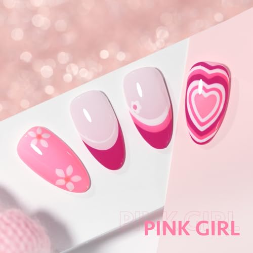 Image of GAOY Pink Gel Nail Polish Set, 6 Colors Neon Light Bright Baby Pink Soak Off UV Light Cure Gel Polish Kit for Salon and Nail Art DIY at Home