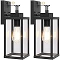 BesLowe 14” Upgraded Motion Sensor Outdoor Wall Lights, Dusk to Dawn Porch Lights Outdoor Wall Sconces, 3 Lighting Modes Exterior Lighting Fixtures with Hooks, Black Outside Lights for House, 2-Pack