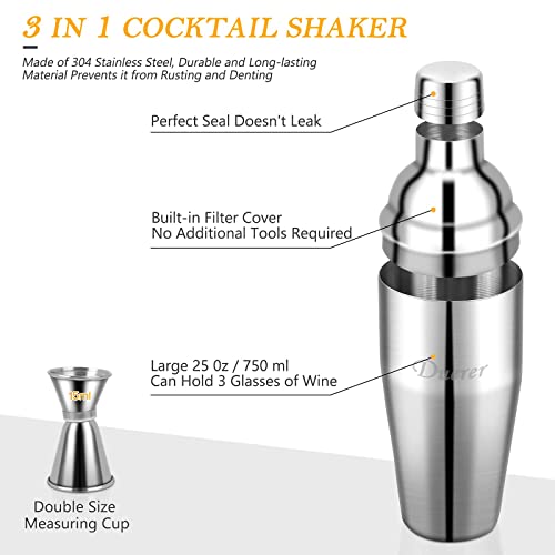 Duerer Barman Kit met standaard, 11-delige cocktailshakerset met stijlvolle bamboestandaard, perfecte… - Image 4
