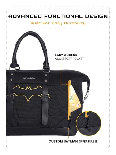 Image of Fur Jaden Batman 40L Canvas Weekender Travel Duffle Cabin Bag with Detachable Shoulder Strap
