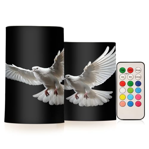 ALAZA Eagle (4) Flickering Flameless Candles Battery Operated with Remote Timer,Tea Light Candles LED Pillar Votive Candles Set of 2 for Outdoor Indoor Decorations