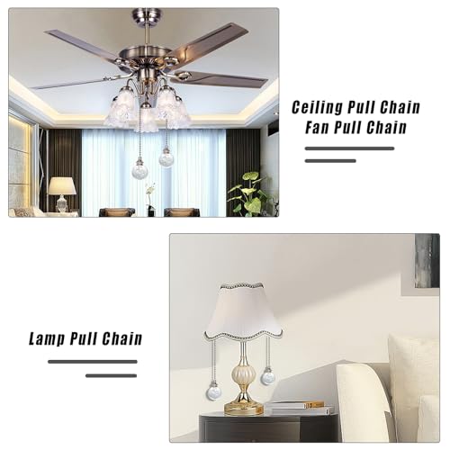 Image of 2pcs Clear Crystal Ceiling Fan Pull Chain Crystal Bubble Ball 30mm Dazzling Pull Chain Extension with Connector for Ceiling Light Fan
