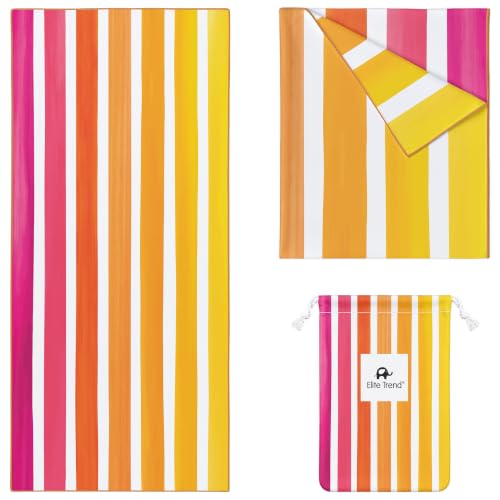 Elite Trend Microfiber Beach Towel for Adults with Bag - Extra Large 78x35 inch Lightweight Sand Free Quick Dry Towel for Travel, Swimming, Yoga, Camping (Sunset)
