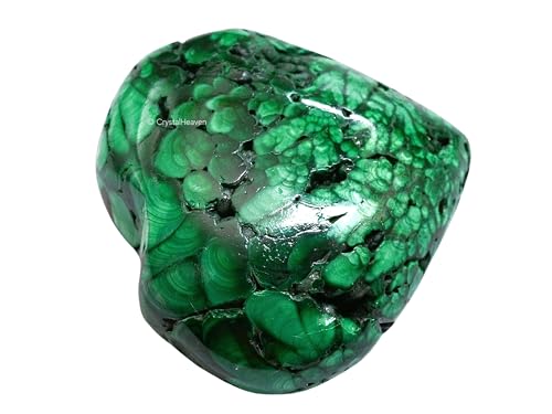 Image of Crystal Heaven Certified Malachite Heart Palm Pebbles Stones For Anxiety Stress Relief Massage-Aaa Grade Original Healing Gemstone Agate Heart Palm Stone For Yoga Meditation Spiritual