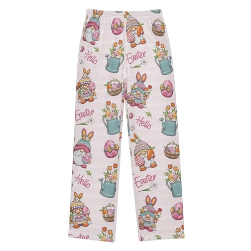 Easter Gnome Egg Floral Boys Long Pants Soft Trousers Elastic Waist Kids Lounge Bottoms with Pockets S-XL