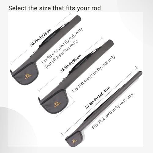M MAXIMUMCATCH Maxcatch Fly Fishing Rod Case with Reel Pouch, Complete Rod Protection Bag, For 9FT 2 Pieces/ 4 Pieces Rod, Single (Gray, 10\' 4sec) - Thumbnail 5