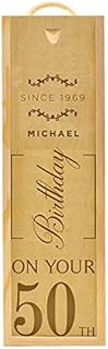 GiftsOnline4U Personalised Wooden Champagne Box Birthday Engraved/Gift/50th/Age Name/Ornate Vintage/Rustic/Rope/Handle/Lid