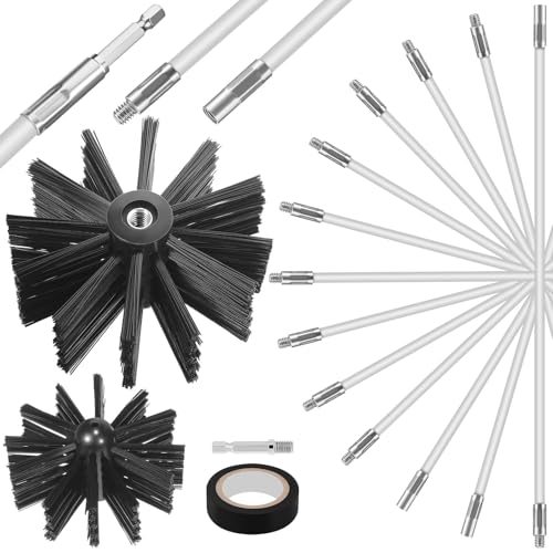 Listado de Deshollinadores los más solicitados. 43 KESYOO Kit Deshollinador con Varillas Flexibles y Cepillo de Alambre para Mantenimiento de Estufa de Leña Accesorios para Limpieza de Chimeneas Conductos y Ventilación Ensamblaje...