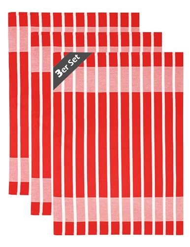 Lashuma Küchenhandtücher Baumwolle Rot - Weiß, Geschirrtücher 50x70 cm,...