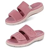 Garonne Women's Dual-Strap Adjustable Open-toe Slippers with Arch Support, Summer House Shoes for Women Indoor/Outdoor(9,Dark Pink)