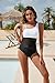 Blooming Jelly Women's Sexy One Piece Bathing Suits One Shoulder Swimsuits Slimming Mesh Swimwear (Large, Black and White)