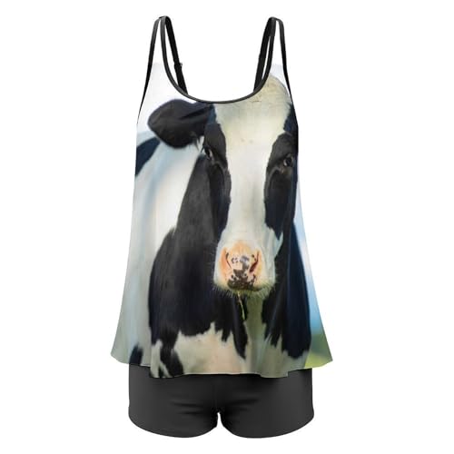 Ensemble bikini tankini imprimé vache et shorty de bain - 4
