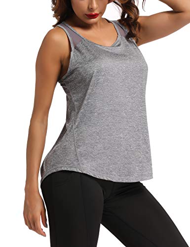 Aeuui Womens Workout Tops for Women Racerback Tank Tops Mesh Yoga Shirts Athletic Running Tank Tops Sleeveless Gym Clothes