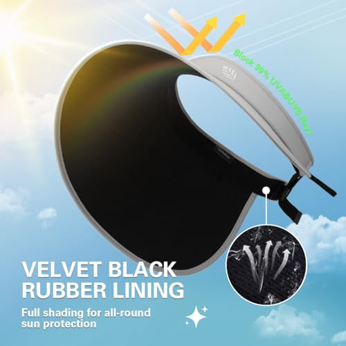 Image of Venzina UPF 50+ Sun Visor Hat for Women Ultra Wide Brim Outdoor Sun Hat UV Protection Hat Blackout Liner Design Packable Travel Hiking Hat Adjustable Elastic Closure Fashion Beach Hat