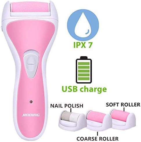 Electric Foot File Electric Callus Remover Tool Rechargeable Electronic Foot Care Callus Shaver Pedi Egg Professional Pedicure Foot File Foot Care Tool Hard Cracked Skin Remover, 3 Roller Included