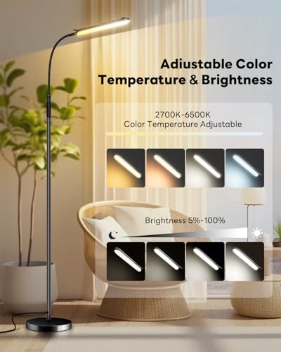 Lámpara de pie LED sin parpadeos para evitar la fatiga visual con luz regulable de 18W 2