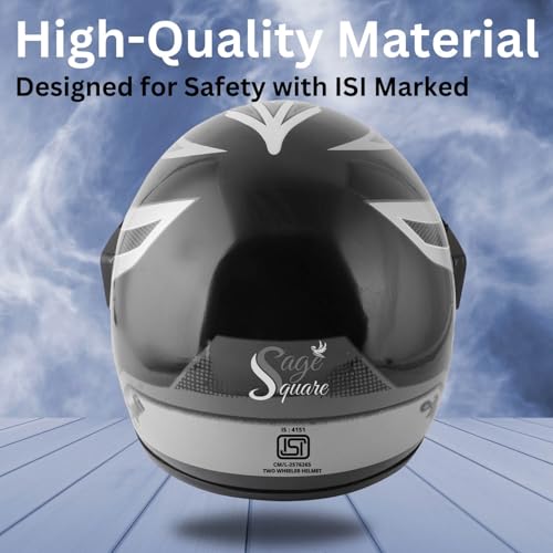Image of Sage Square Audi Kimi Full Face Helmet | ISI Certified | Clear Visor | Ultra Comfort Inner Padding Extra Comfort & Stylish