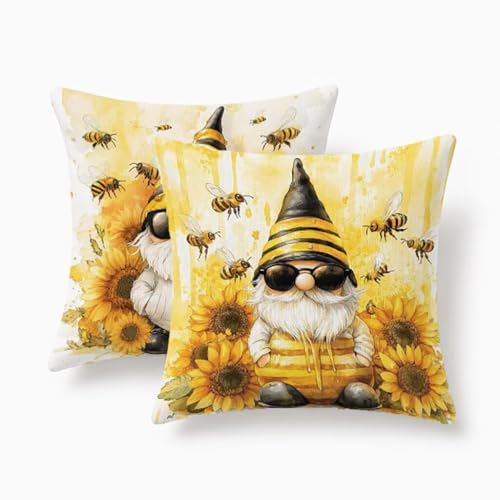 Coussin extérieur imperméable 60x60cm housse de canapé décoratif lin abeille - 2