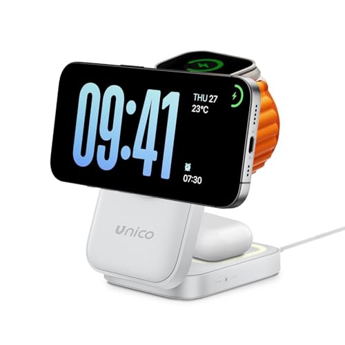 Ya en manzanajugosa.com: Unico Cargador Inalámbrico Magnético 3 en 1 Portátil Plegable Rápido 15W con Cable sin Cargador para iPhone 17/16/15/14/13/12 para AirPods para Apple Watch Ultra/SE (Adaptador no Incluido)