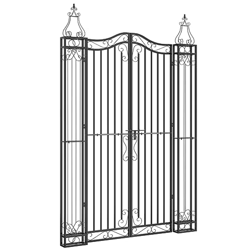 Emmtore Puerta de jardín de hierro forjado negro 121x8x180 cm