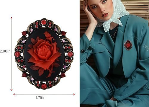 Image of Cameo Brooch Vintage Silver Tone Lady Portrait Brooch Pins for Women Victorian Jewelry Crystal Rhinestone Brooches for Hat Scarf Collar Lapel Handbags Shawls for Christmas