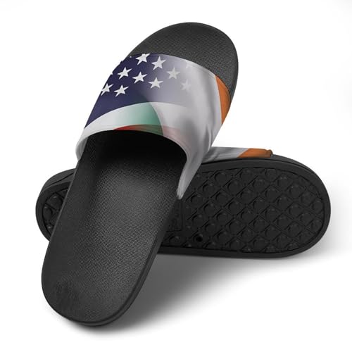 Flag of Ireland and U.S. Flag Non Slip Slides Sandals for Women Men Quick Drying Shower Shoes for Bathroom Pool Beach4