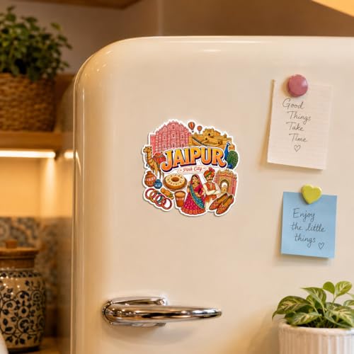 Image of Zesta Wooden Fridge Magnets Set | Refrigerator Decor Magnets for Kitchen | India Souvenir Fridge Magnet Collection | Wooden Magnet for Fridge Door Decoration (Jaipur)