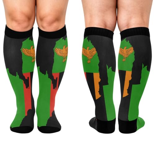 GuoChe Plus Size sports compression stockings Zambia National Pride Flag